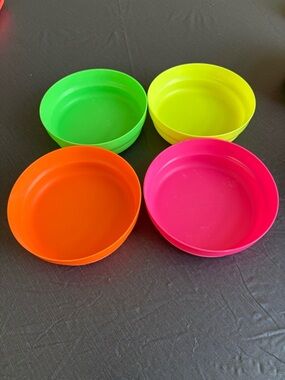 Tupperware Neon Party Bowls in Green, Yellow, Orange, Pink